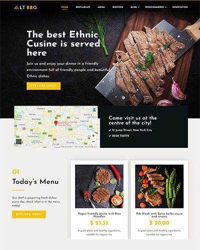 Lt Bbq Single Page – Free Restaurant Wordpress Theme