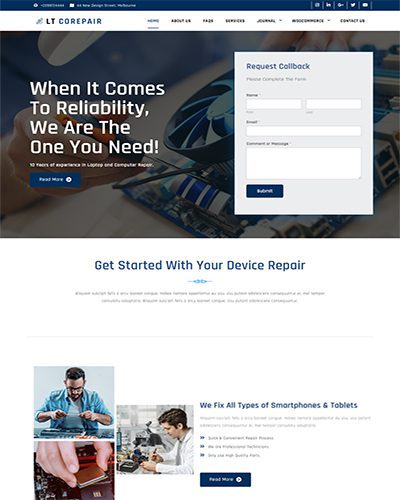 Lt Corepair Single Page – Free Computer And Cellphone Repair Services Wordpress Theme