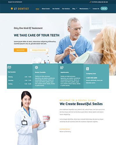 Lt Dentist Single Page – Free Responsive One Page Dentist Wordpress Theme