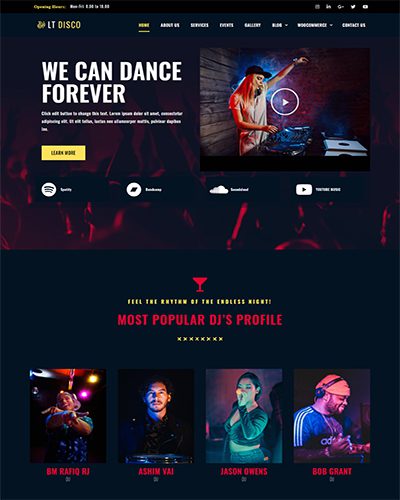 Lt Disco Onepage – Free Single Page Responsive Club Joomla Template