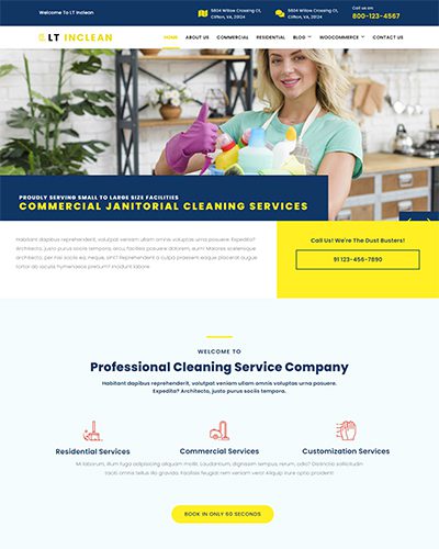 Lt Inclean Onepage – Free One Page Cleaning Service Template