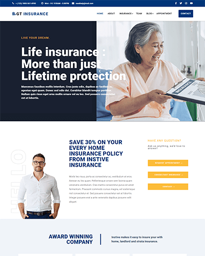 Gt Insurance – Free Responsive Insurance Wordpress Theme