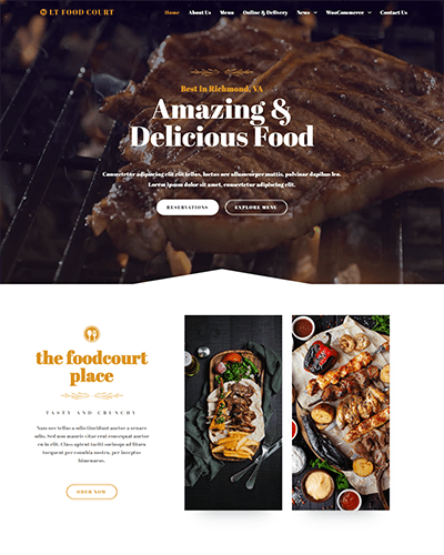 Lt Food Court Single Page – Free Responsive Catering Wordpress Theme