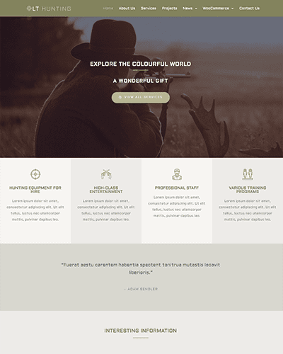 Lt Hunting Single Page – Free Hunting Wordpress Theme