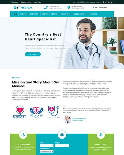 Lt Medical Onepage – Free Responsive Hospital / Medical Onepage Wordpress Theme