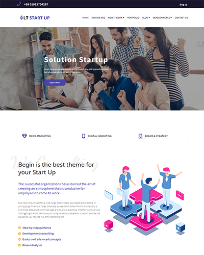 Lt Start Up Onepage – Free Responsive Business / Start Up Wordpress Theme