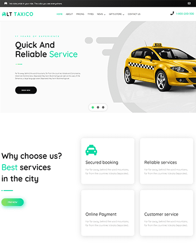 Lt Taxico Onepage – Free Responsive Taxi Booking Wordpress Theme