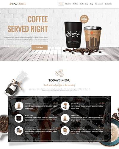 Tpg Coffee – Responsive Beverage Website Template