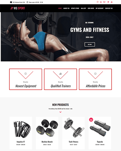 Ws Sport – Responsive Fitness Equipment Woocommerce Wordpress Theme