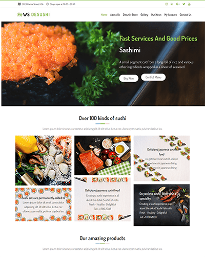 Ws Desushi – Responsive Restaurant Woocommerce Wordpress Theme